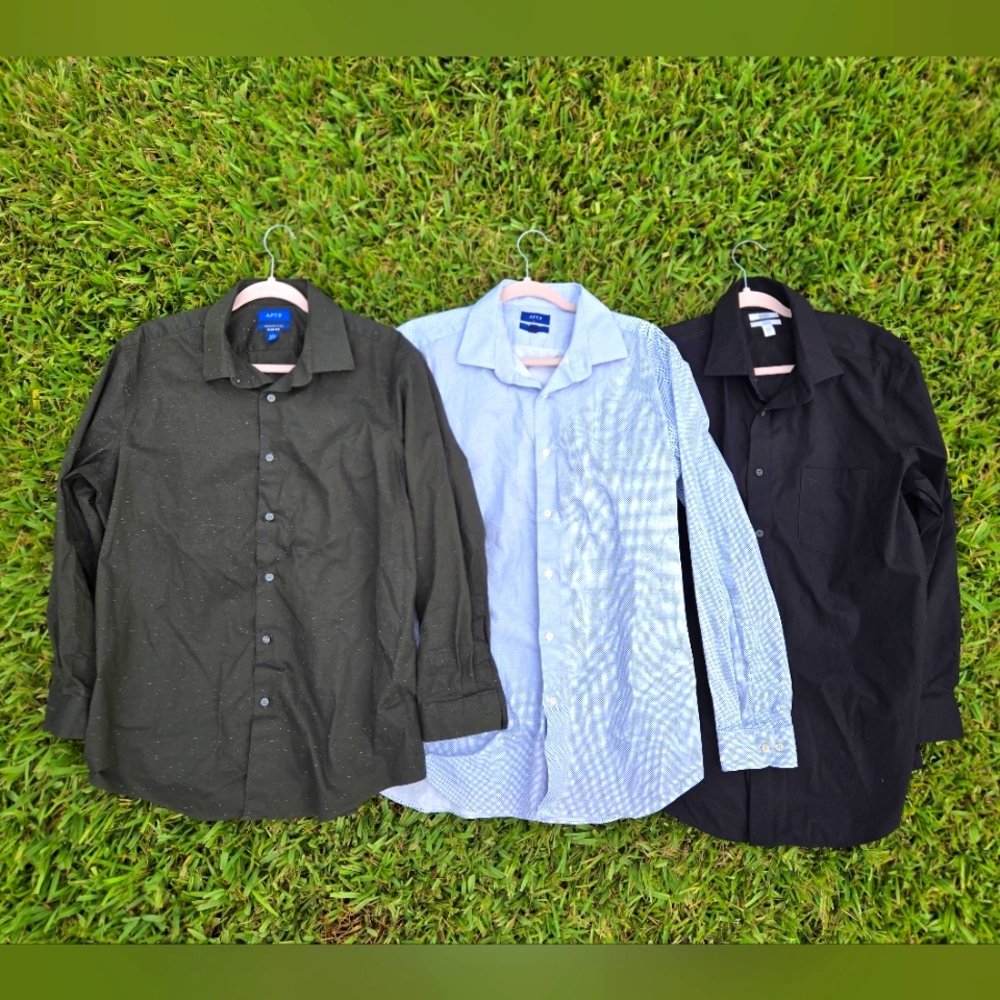 EUC Men's Classic Button-Down Shirt Set - Black, Blue, and Green